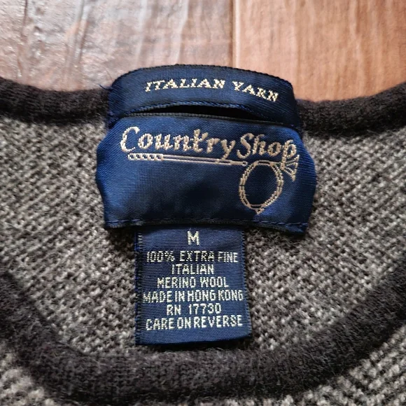 Vintage 90s Italian Merino Wool Herringbone Sweater Work Preppy Grandma Womens M - Picture 4 of 5